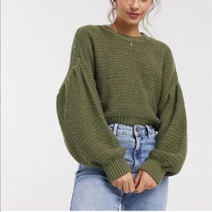 cropped olive green sweater